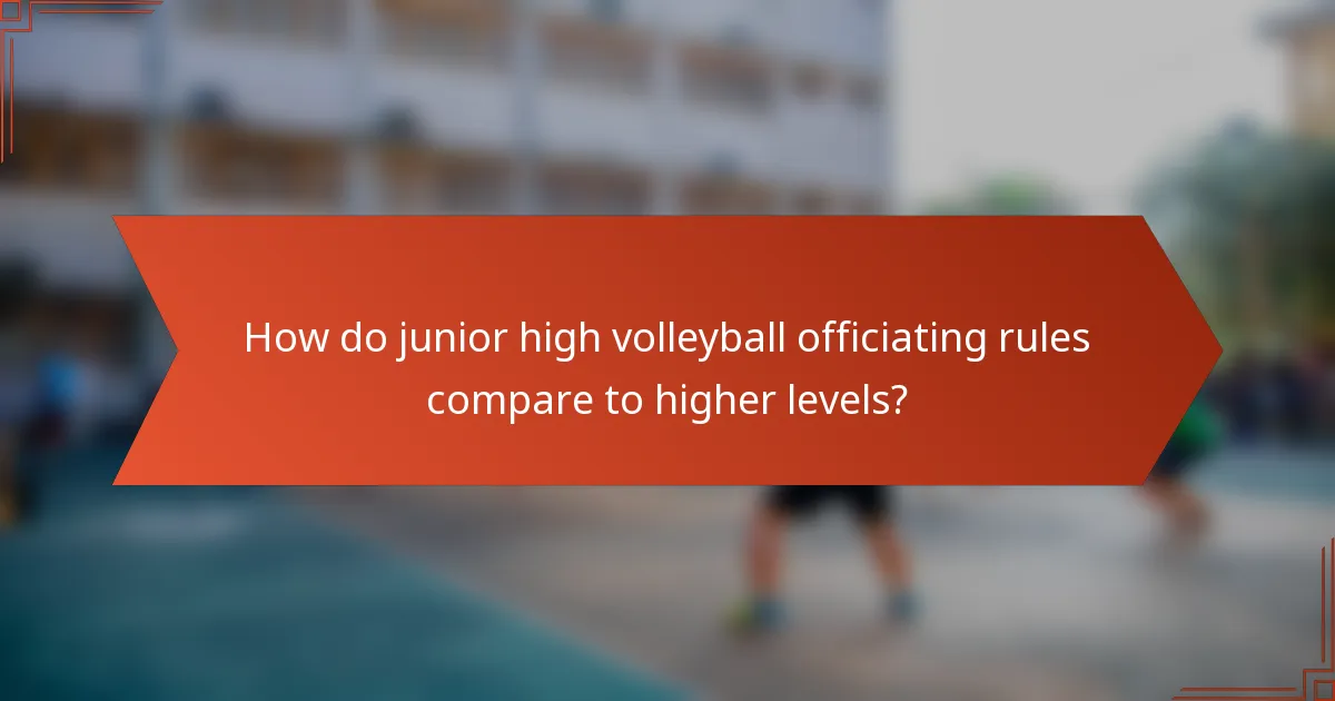 How do junior high volleyball officiating rules compare to higher levels?