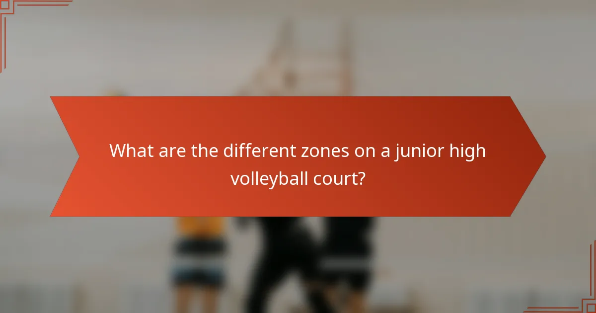 What are the different zones on a junior high volleyball court?