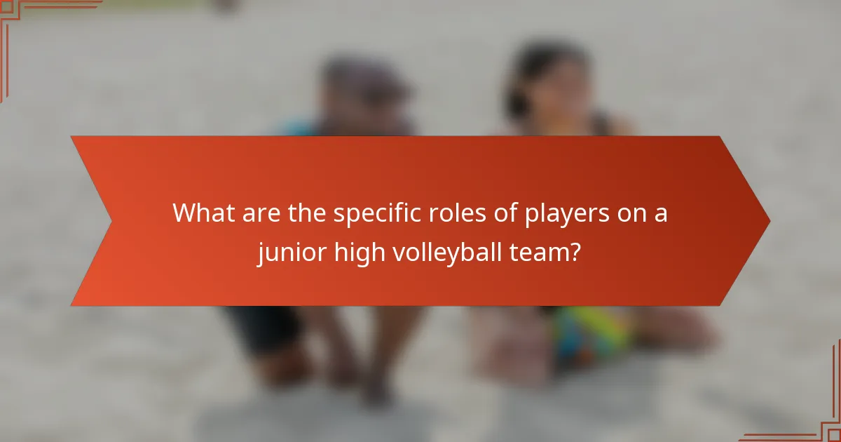 What are the specific roles of players on a junior high volleyball team?