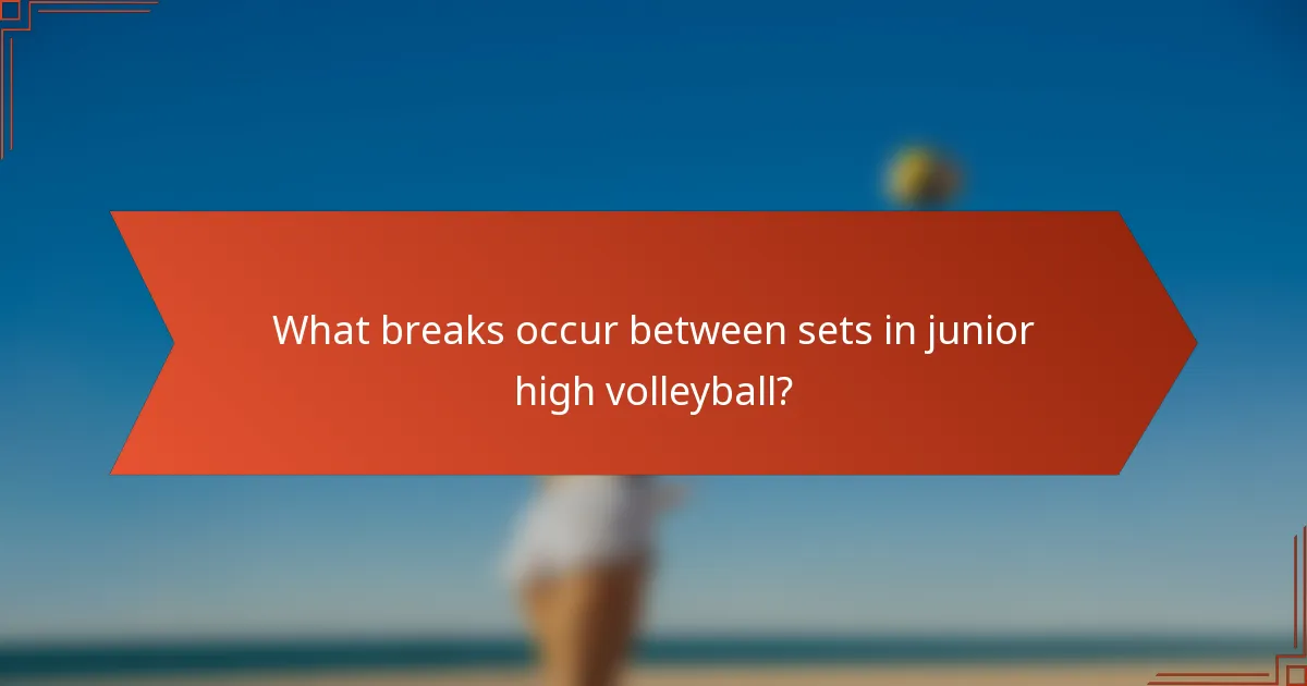 What breaks occur between sets in junior high volleyball?